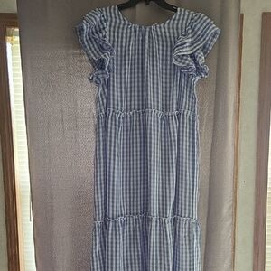 Mud Pie Blue and White Gingham Maxi Dress